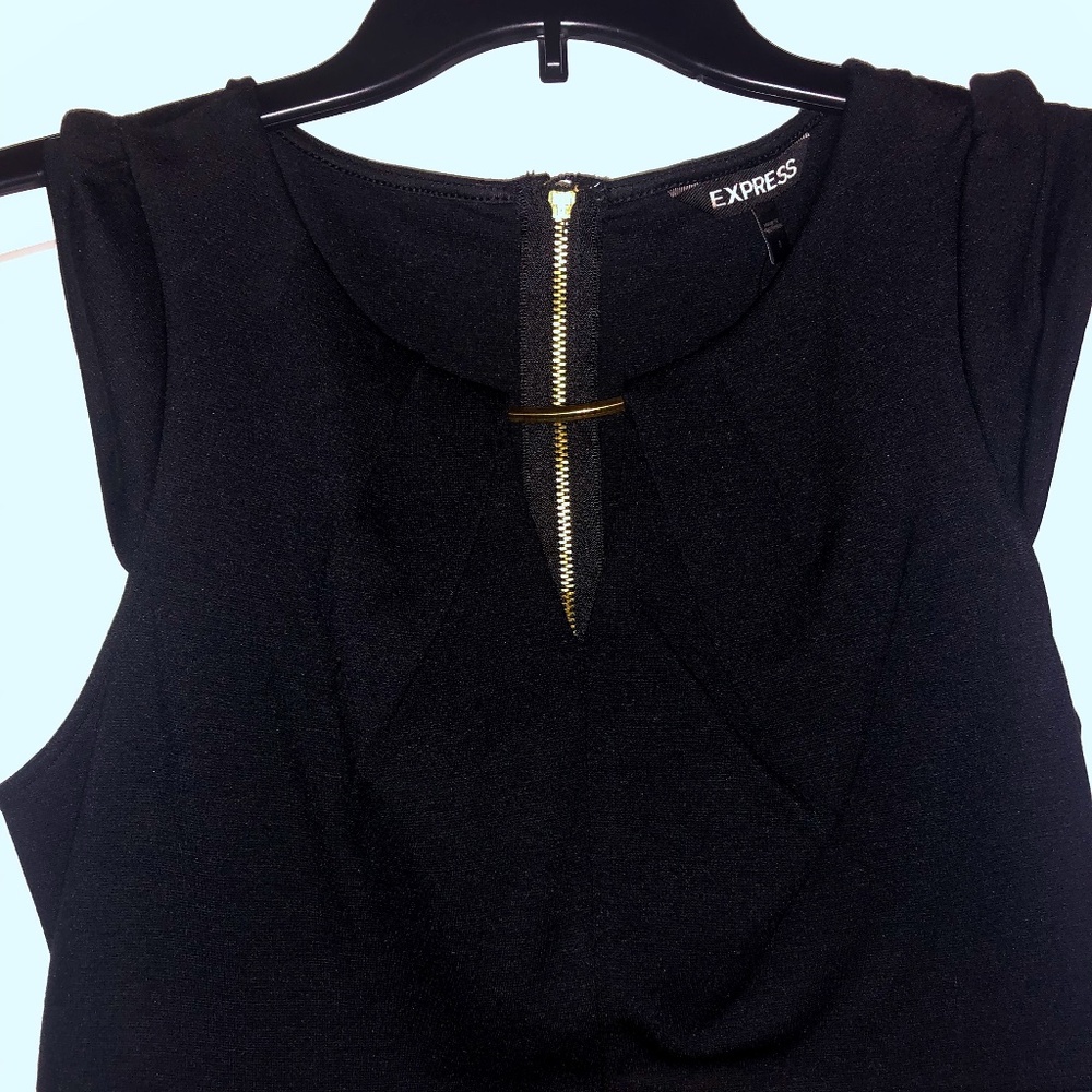 Express Bodycon black dress with gold details